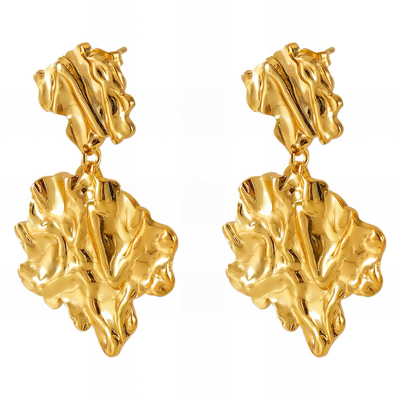 Earrings, 18K Gold Plated Steel