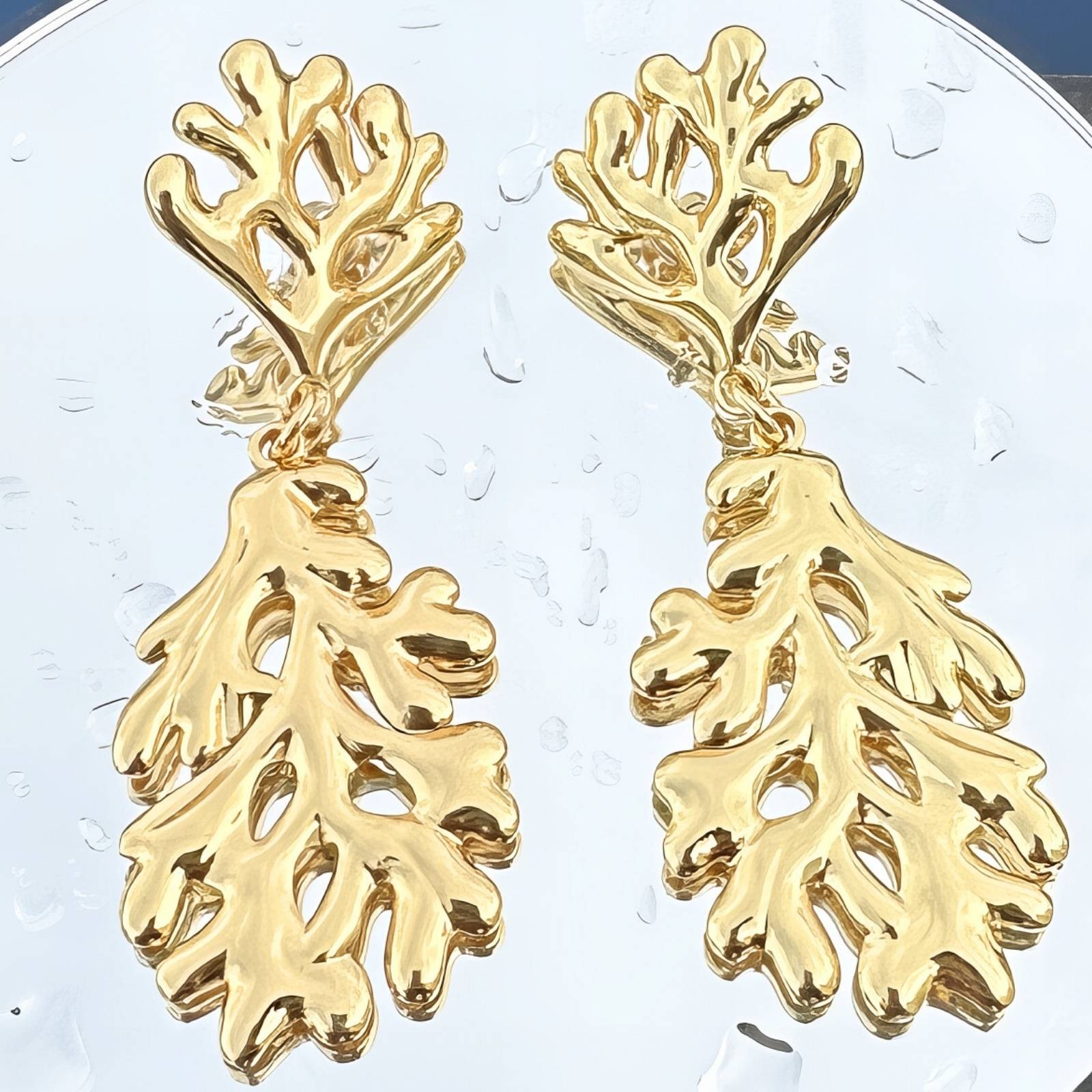 Earrings, 18K Gold Plated Steel