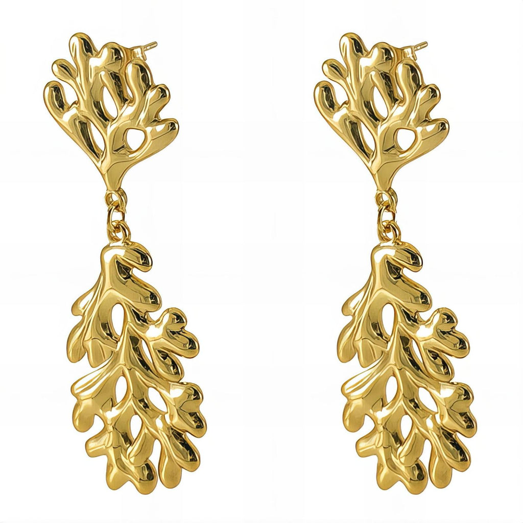 Earrings, 18K Gold Plated Steel