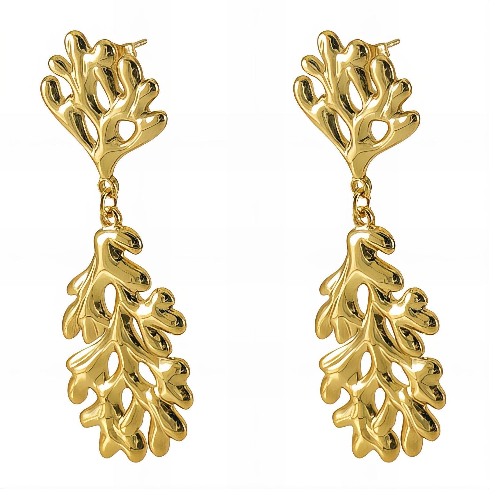 Earrings, 18K Gold Plated Steel