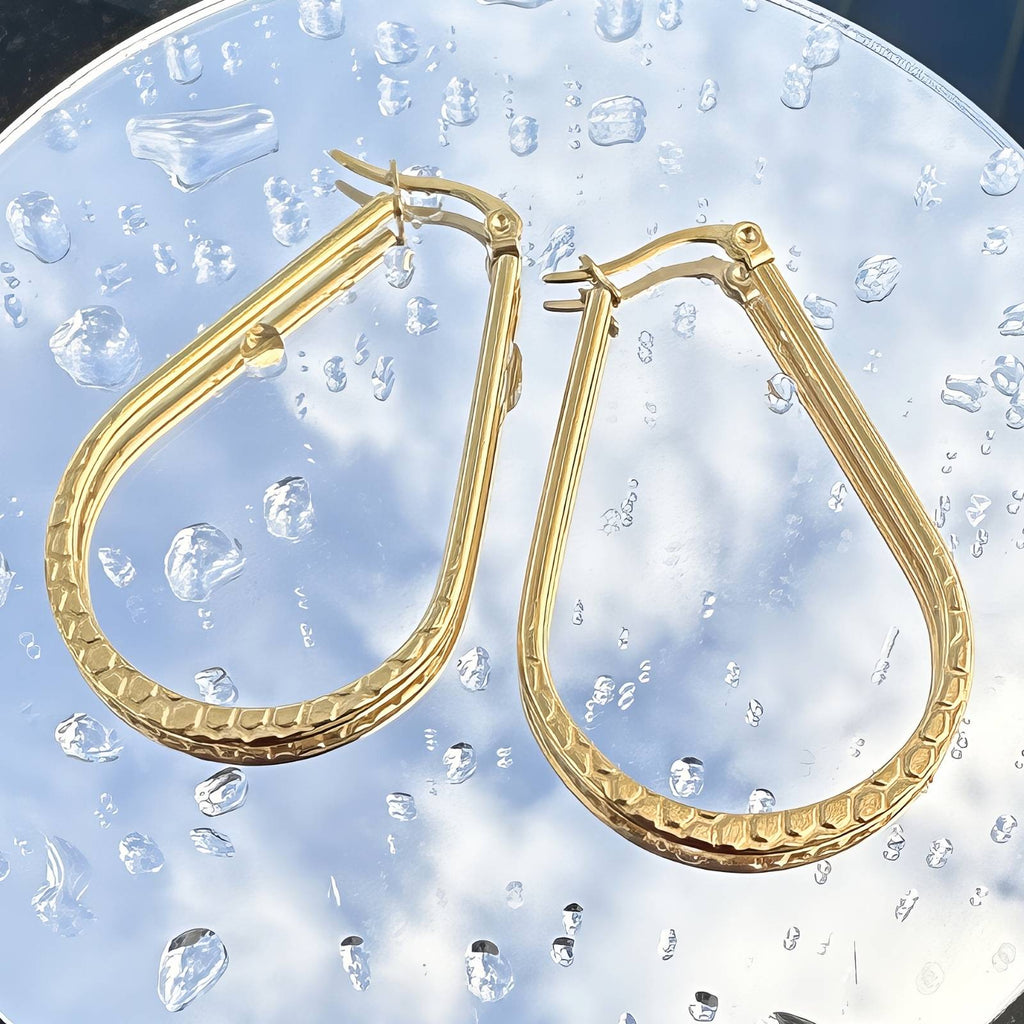 Earrings, 18K Gold Plated Steel