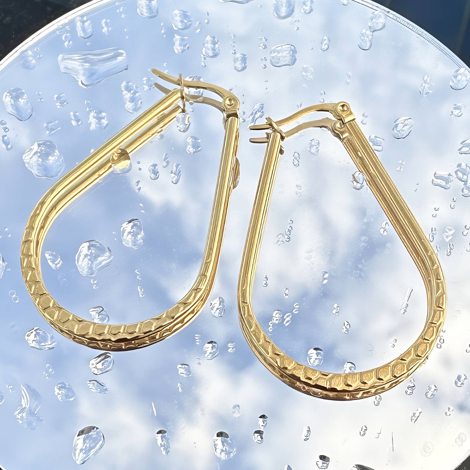 Earrings, 18K Gold Plated Steel