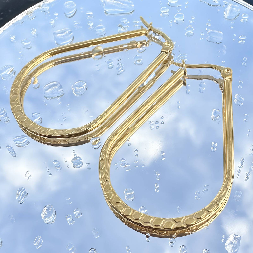 Earrings, 18K Gold Plated Steel