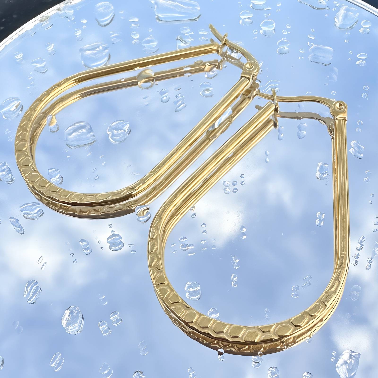 Earrings, 18K Gold Plated Steel