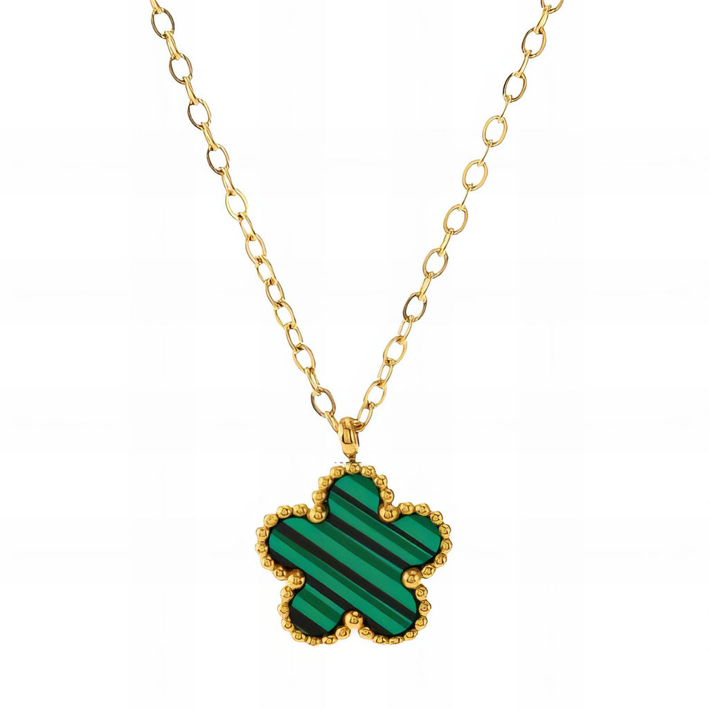 Flower Necklace, 18K Gold Plated Steel