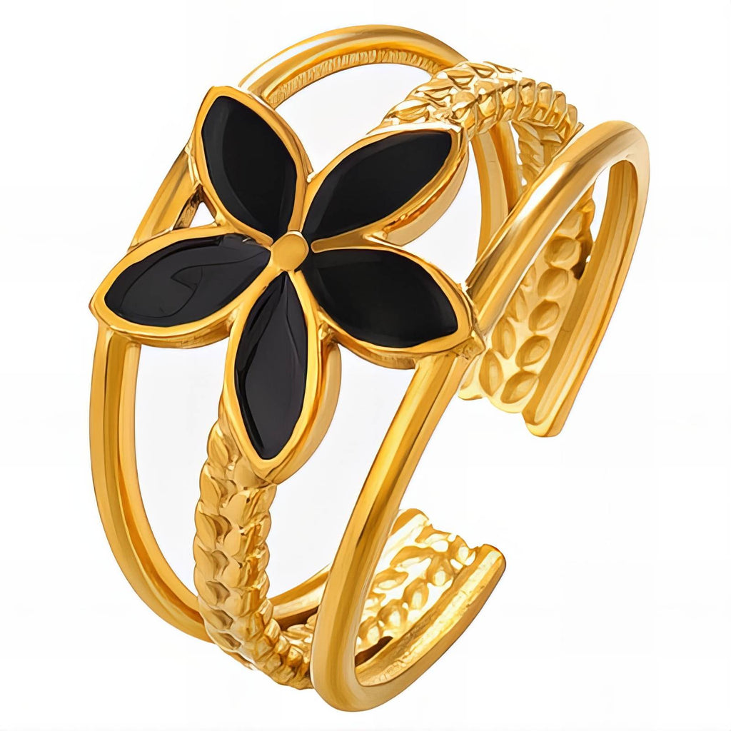 Flowers Ring, 18K Gold Plated Steel
