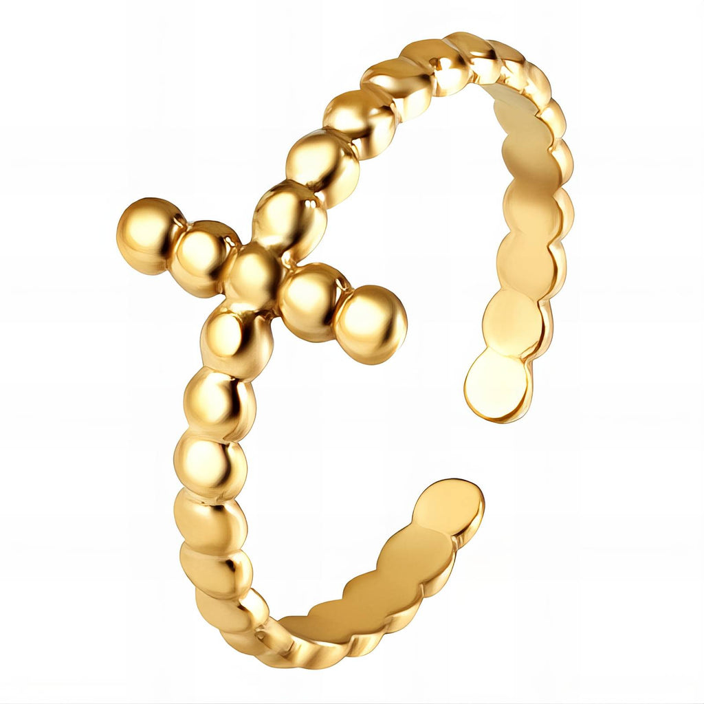 Crosses Ring, 18K Gold Plated Steel