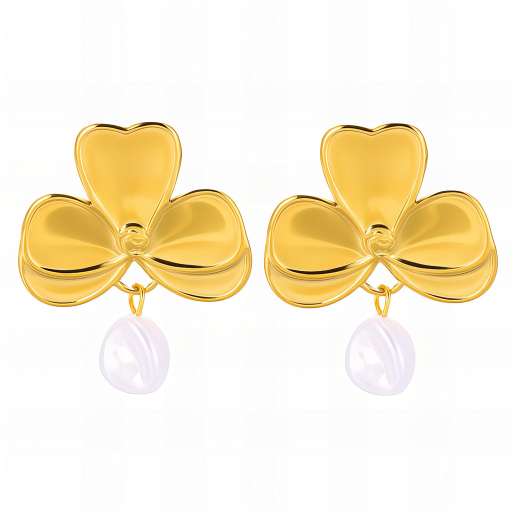 Flowers Earrings, 18K Gold Plated Steel