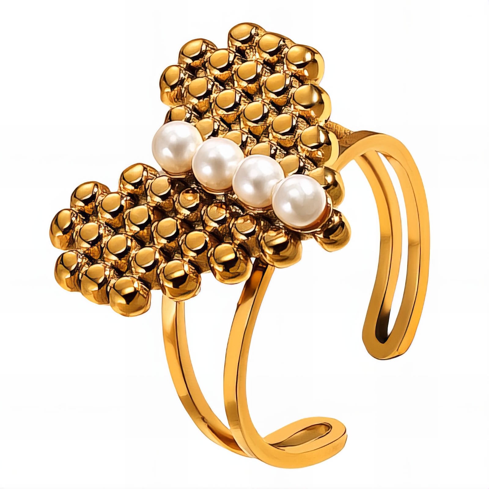 Heart Ring, 18K Gold Plated Steel