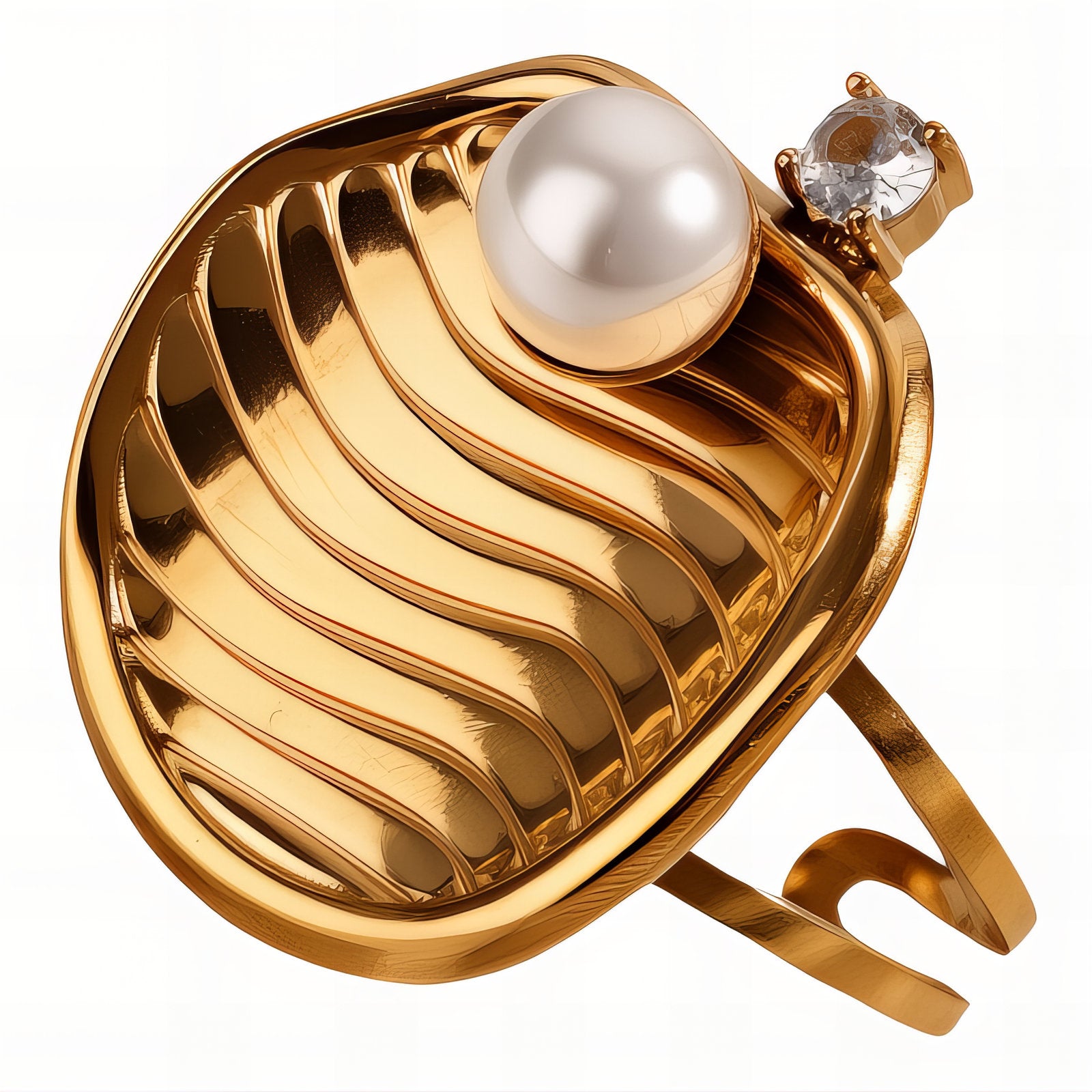 Ring, 18K Gold Plated Steel