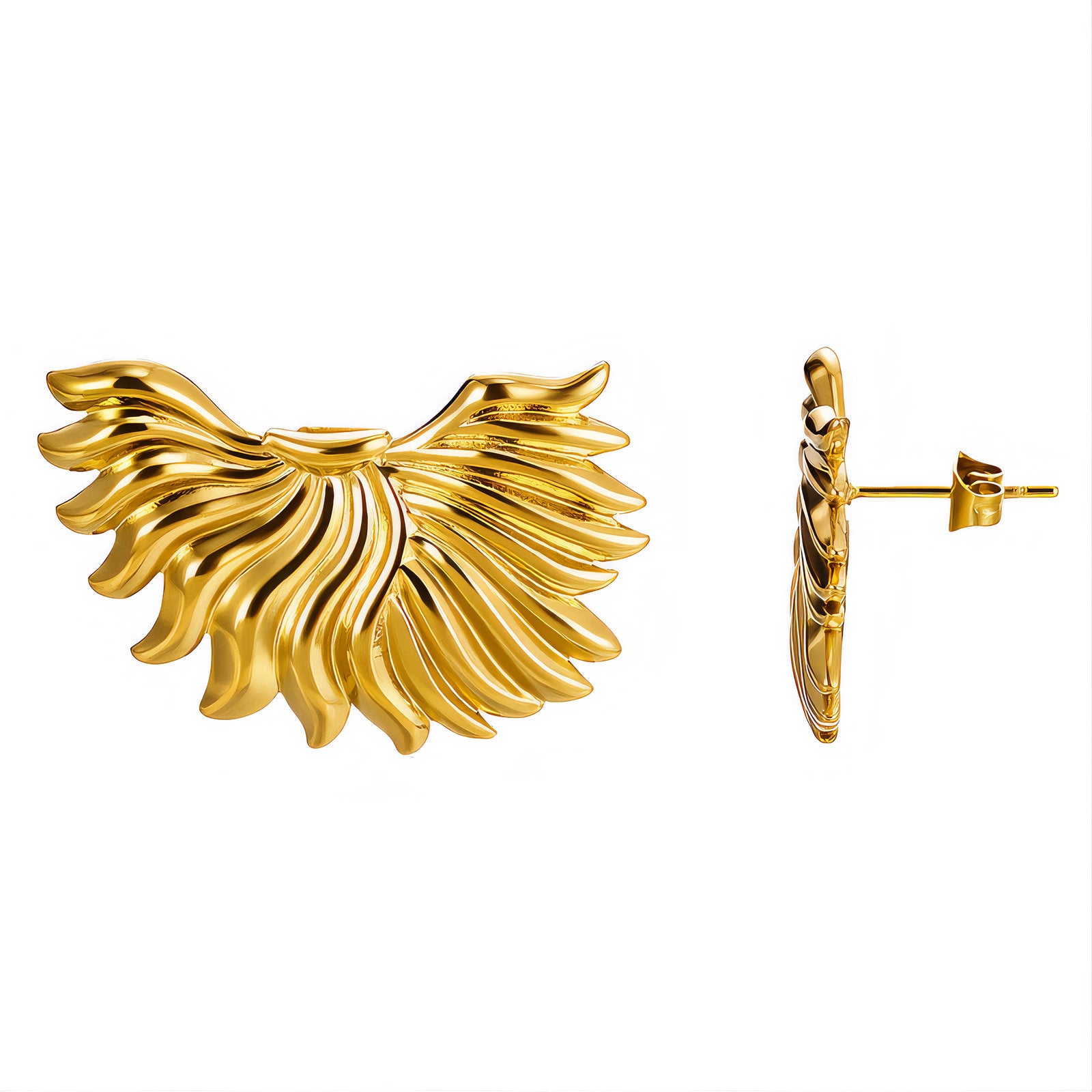 Earrings, 18K Gold Plated Steel