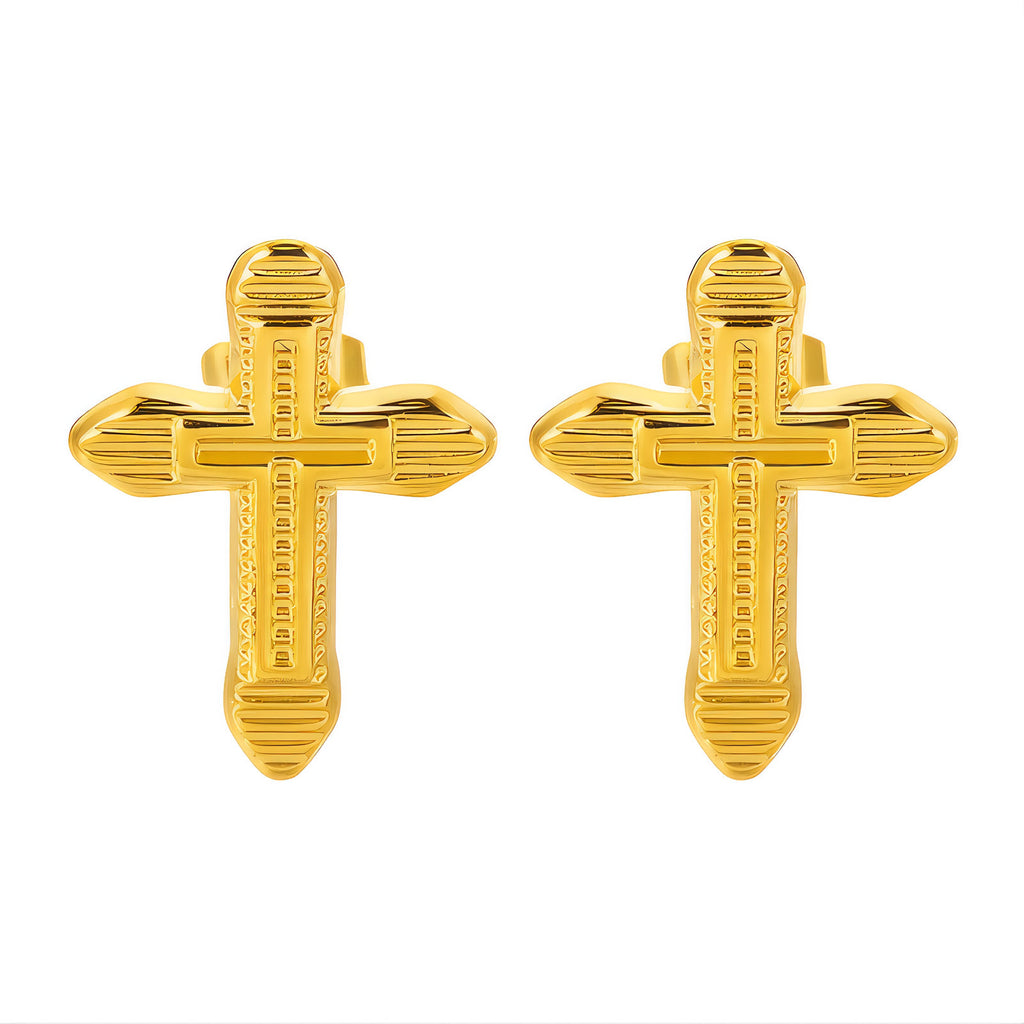 Crosses Earrings, 18K Gold Plated Steel