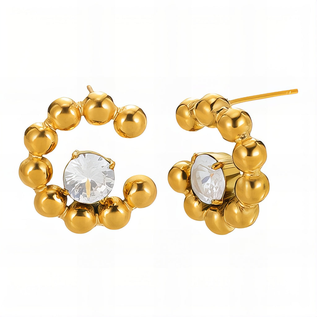 Earrings, 18K Gold Plated Steel