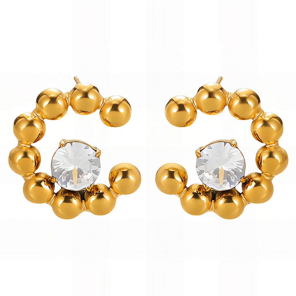 Earrings, 18K Gold Plated Steel