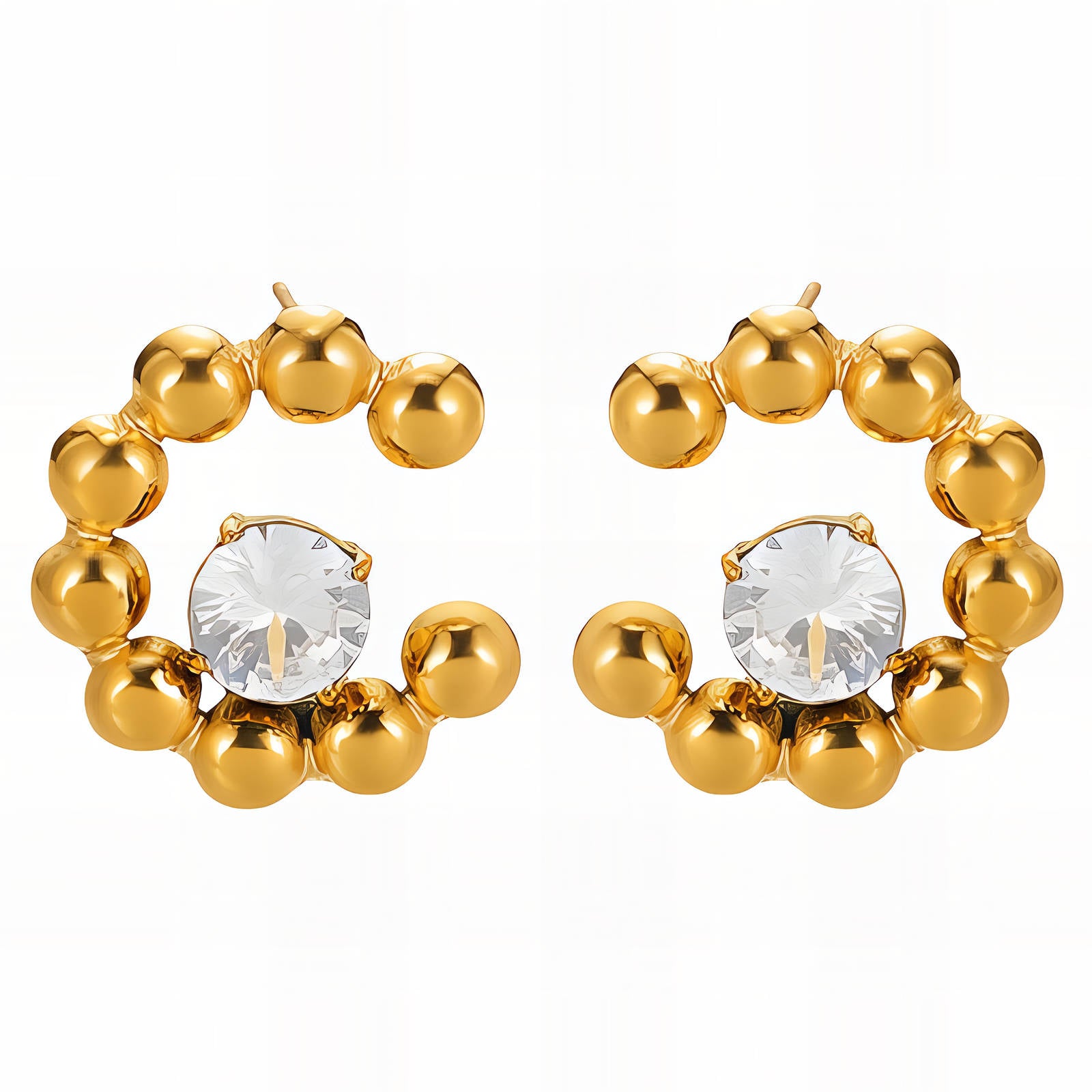 Earrings, 18K Gold Plated Steel
