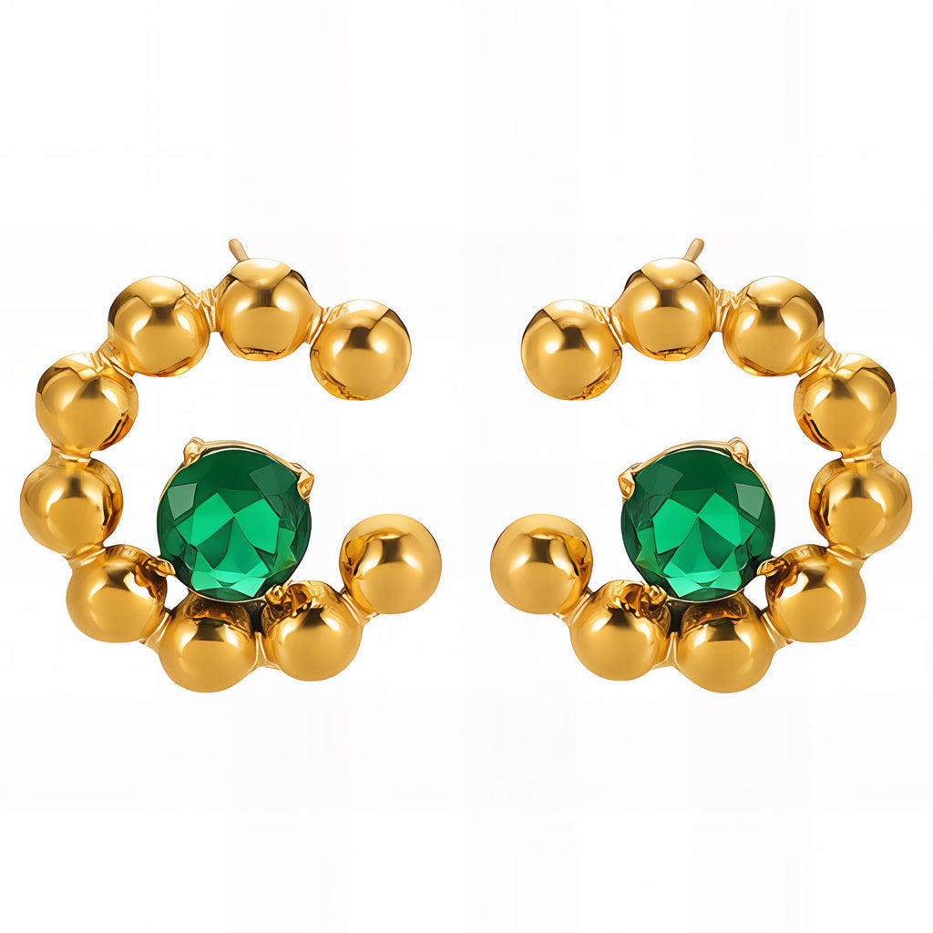 Earrings, 18K Gold Plated Steel