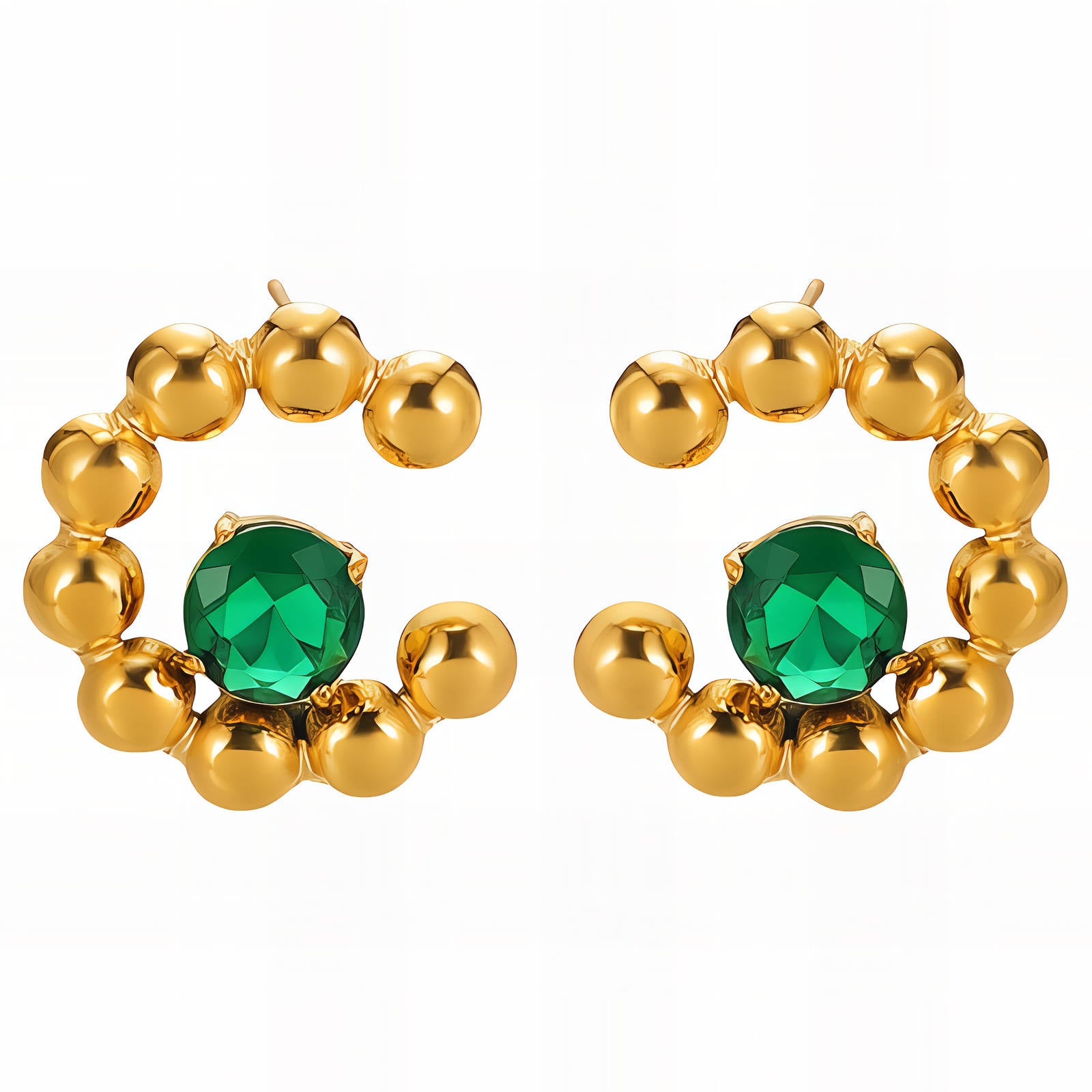 Earrings, 18K Gold Plated Steel