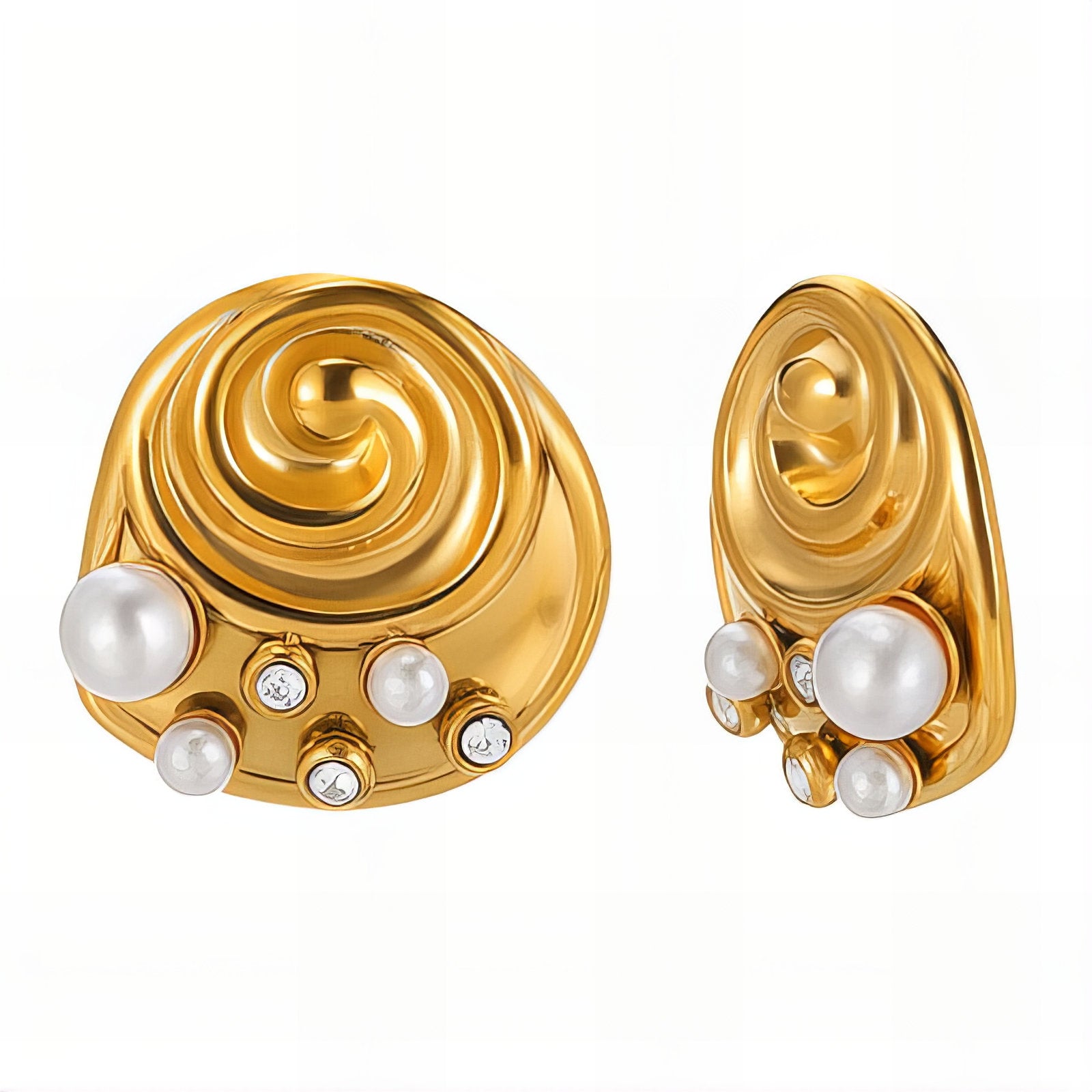 Earrings, 18K Gold Plated Steel