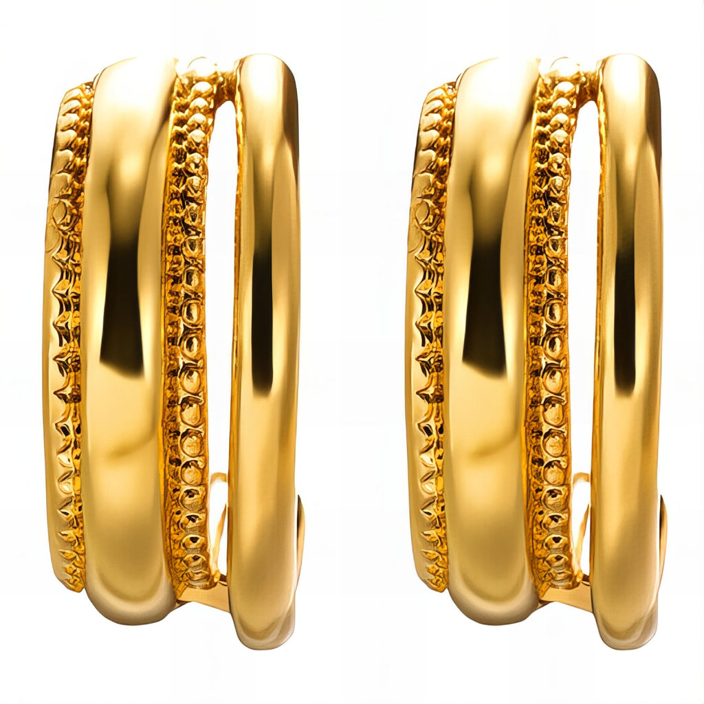 Earrings, 18K Gold Plated Steel