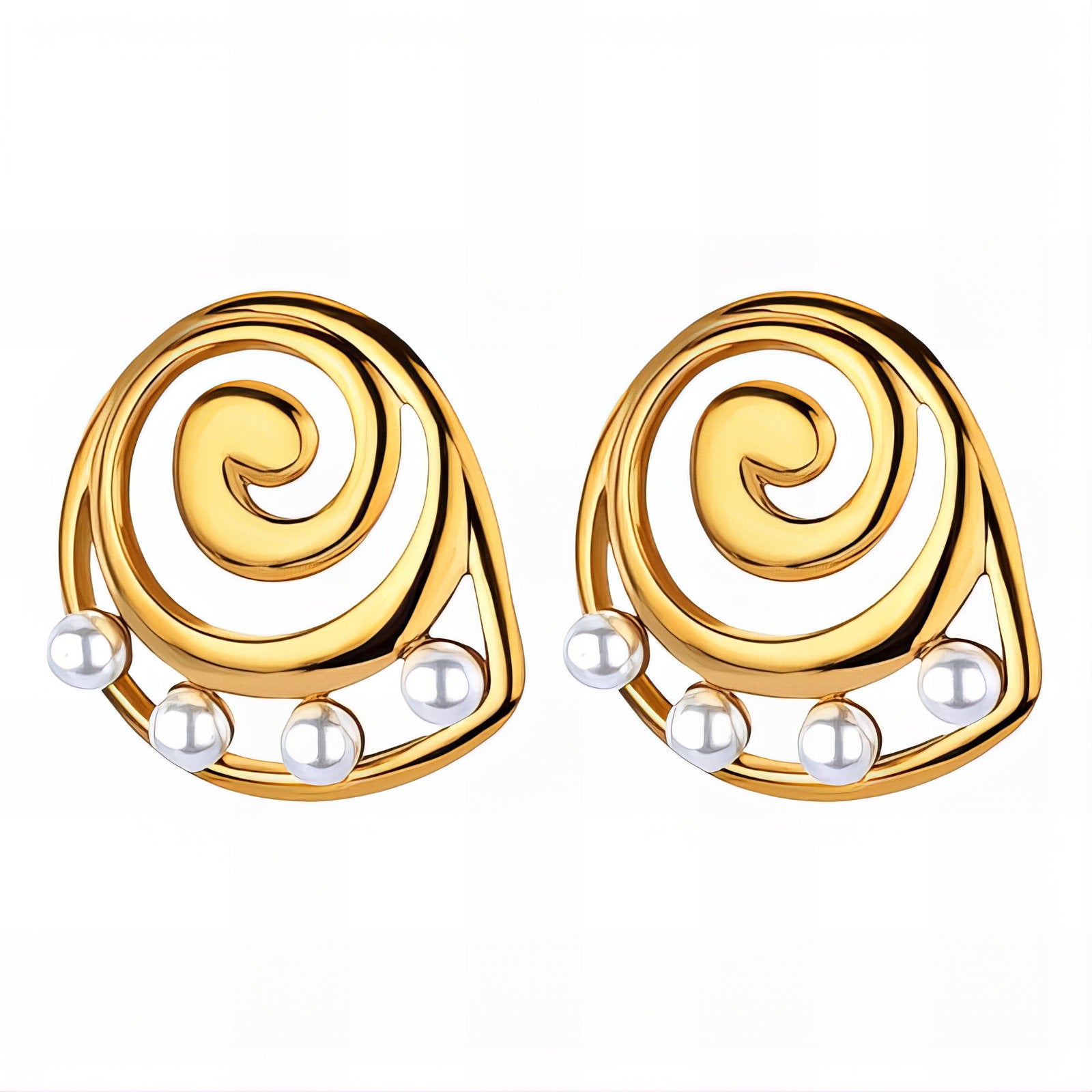 Earrings, 18K Gold Plated Steel