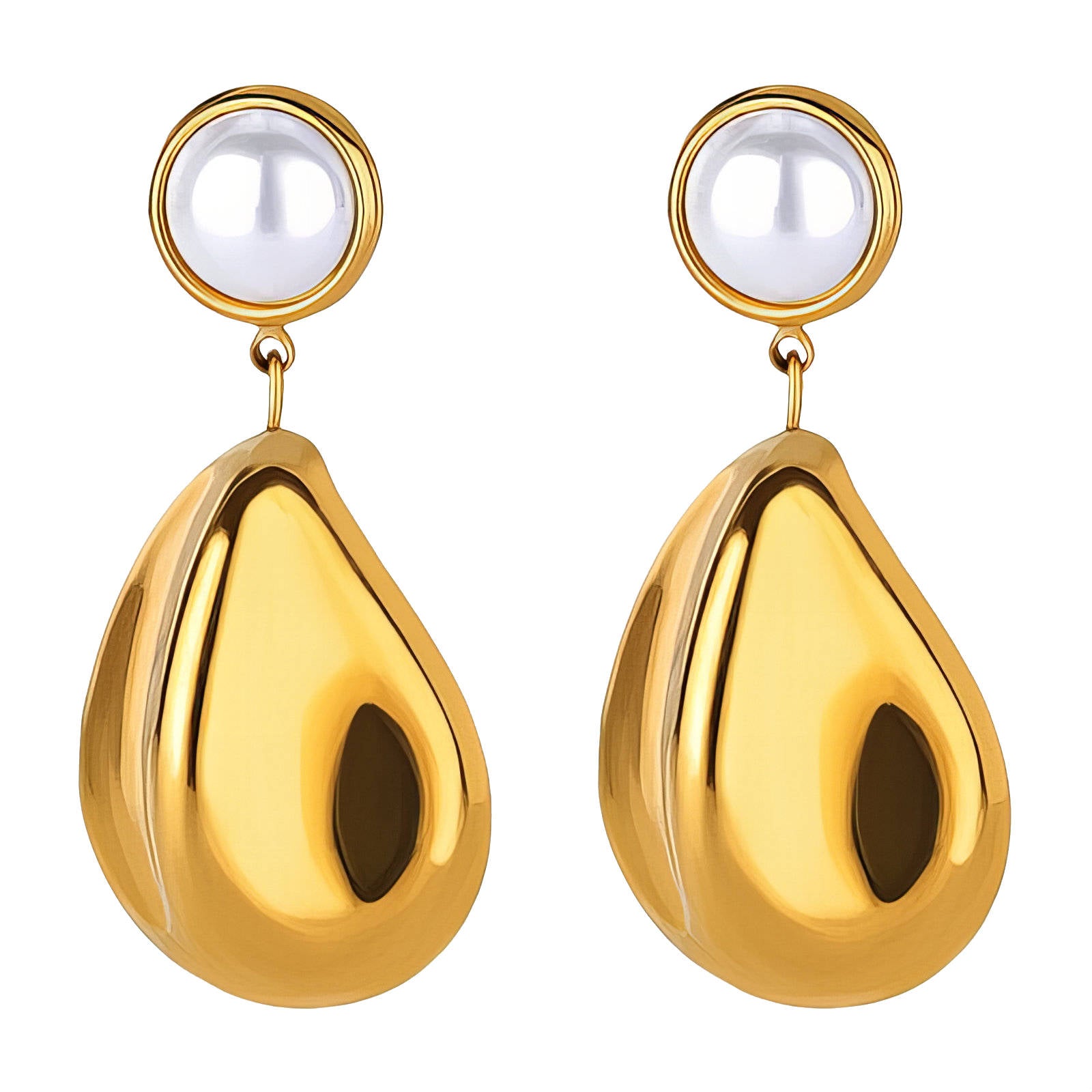 Earrings, 18K Gold Plated Steel