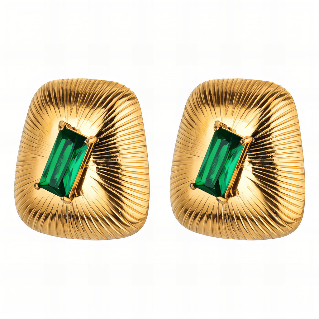 Earrings, 18K Gold Plated Steel