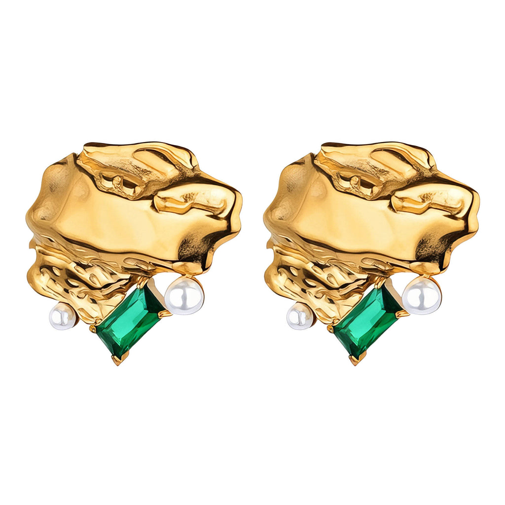 Earrings, 18K Gold Plated Steel