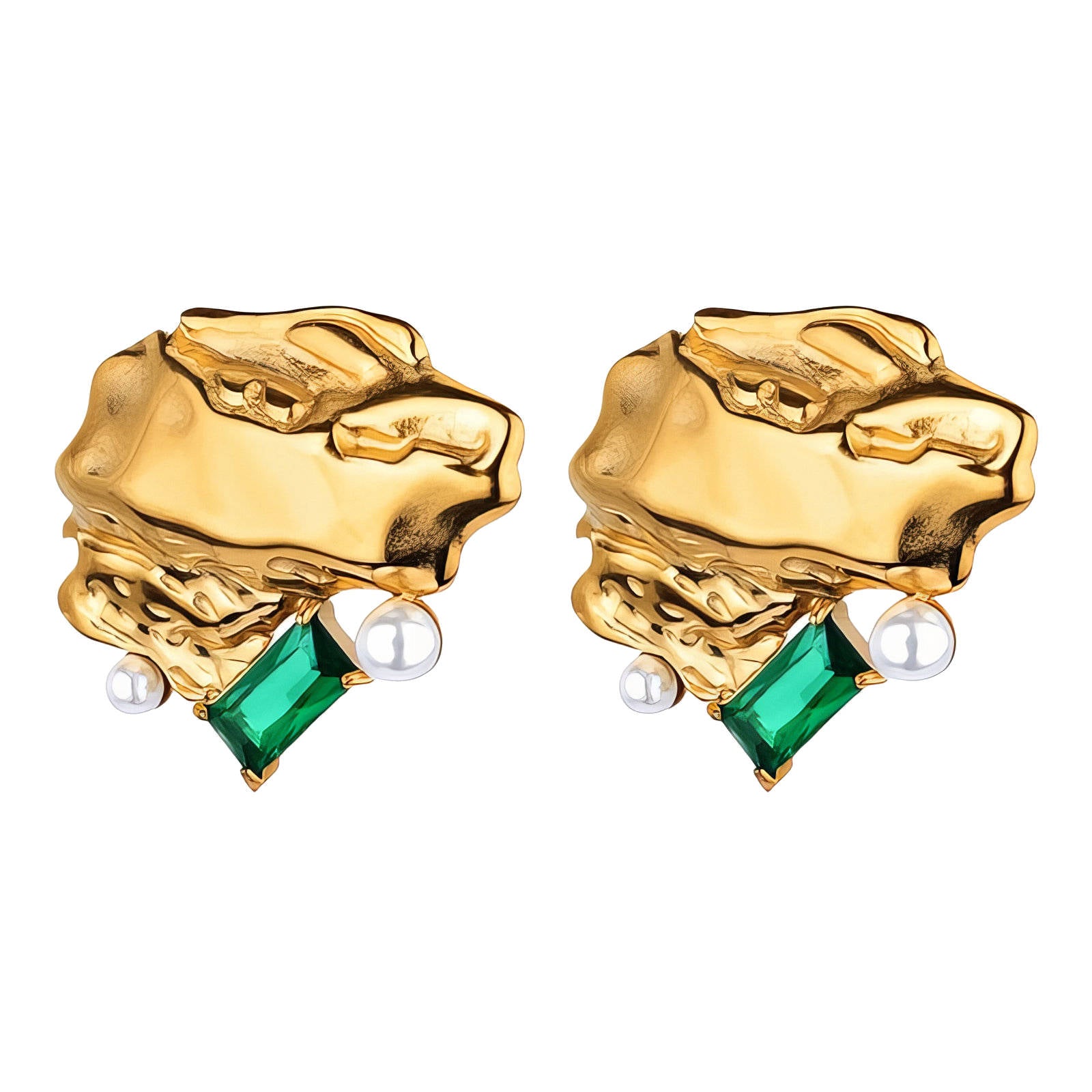 Earrings, 18K Gold Plated Steel