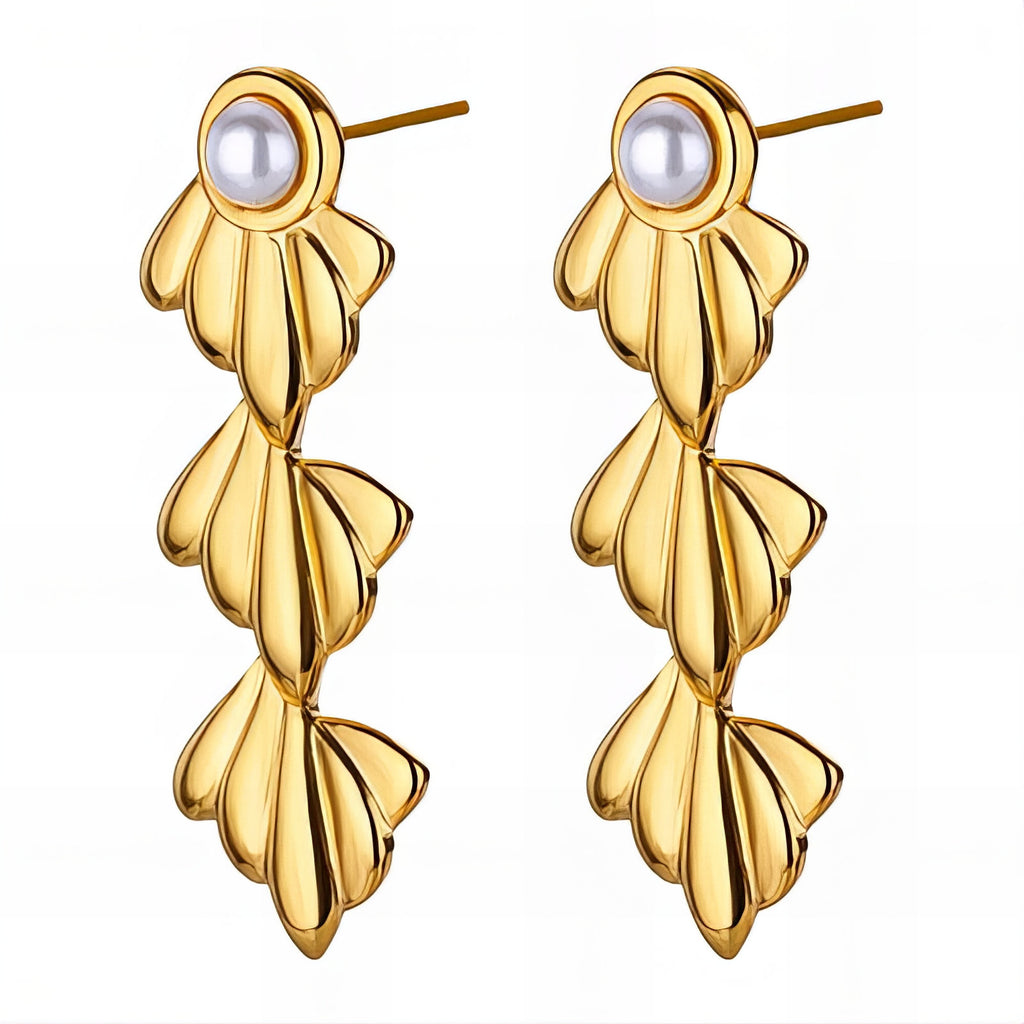 Earrings, 18K Gold Plated Steel