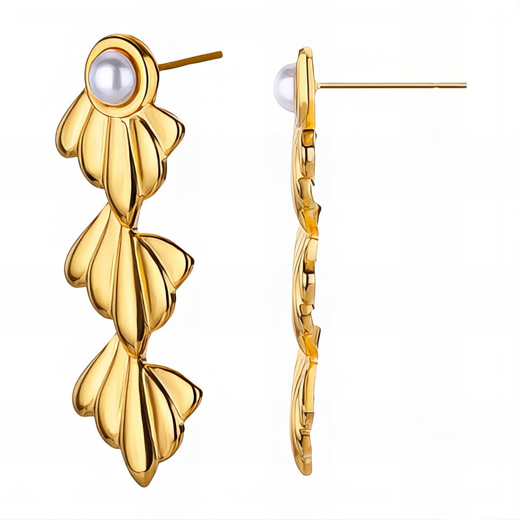 Earrings, 18K Gold Plated Steel