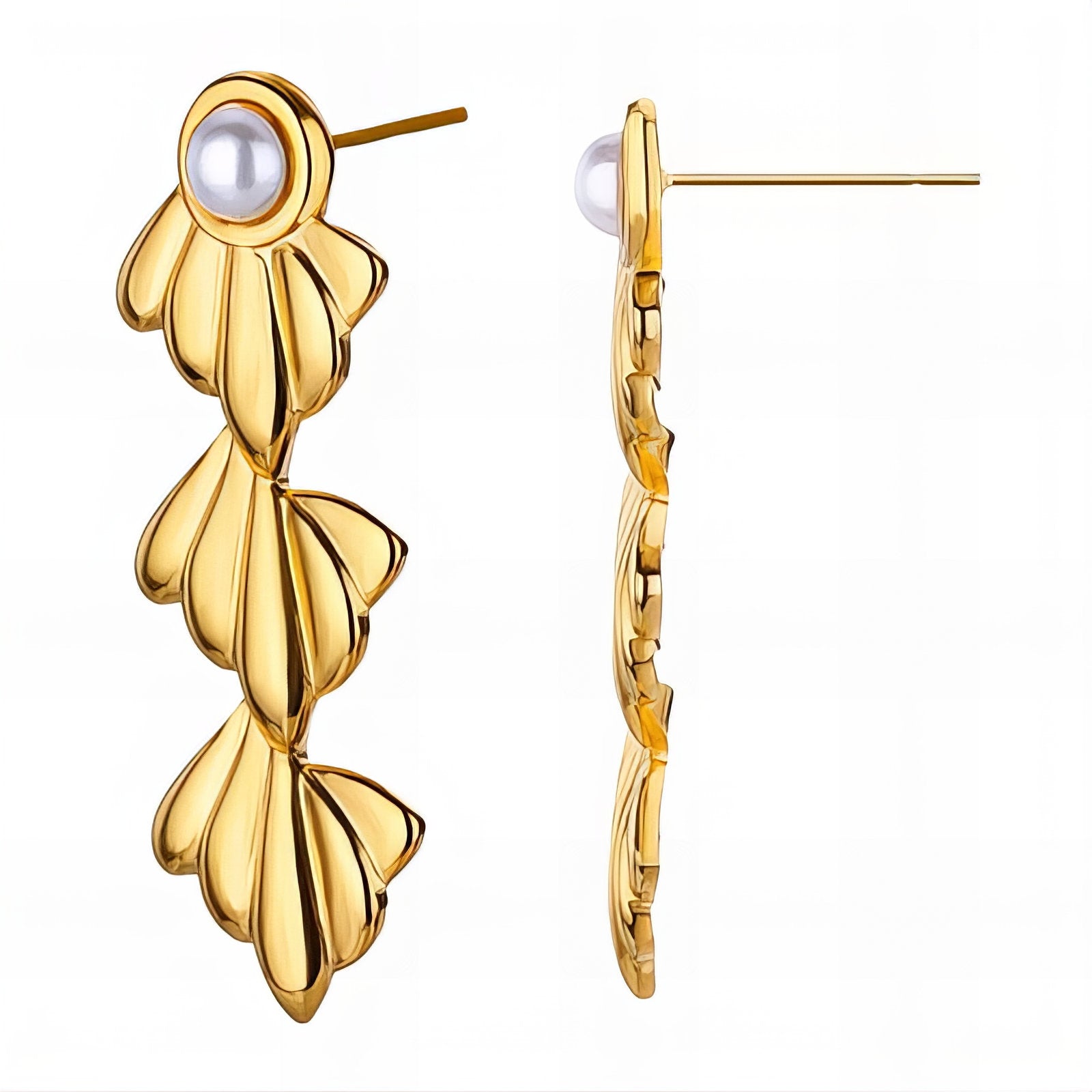 Earrings, 18K Gold Plated Steel