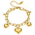Hearts Bracelet, 18K Gold Plated Steel