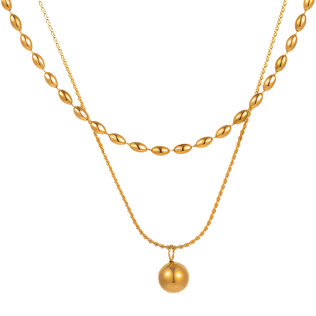 Necklace, 18K Gold Plated Steel