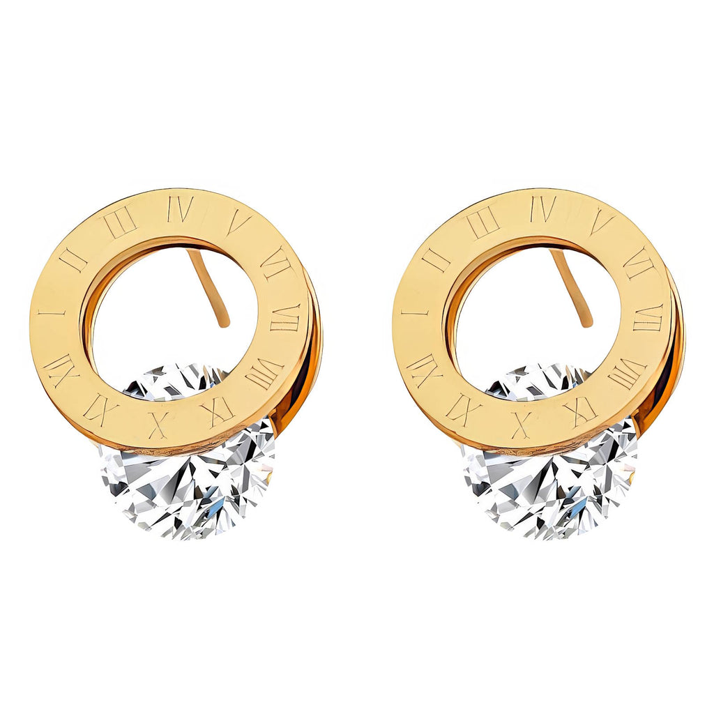 Earrings, 18K Gold Plated Steel