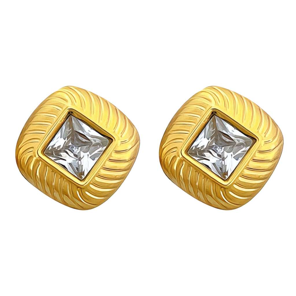 Earrings, 18K Gold Plated Steel