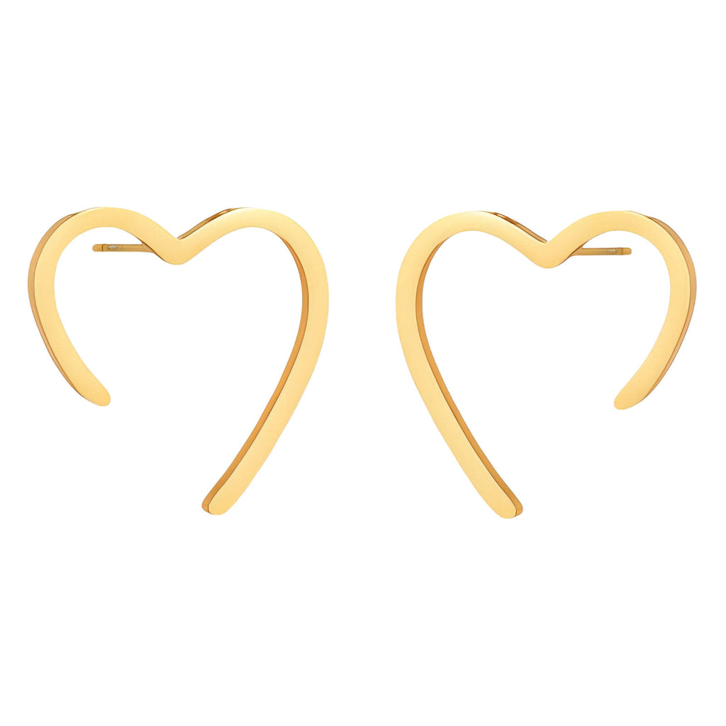 Hearts Earrings, 18K Gold Plated Steel