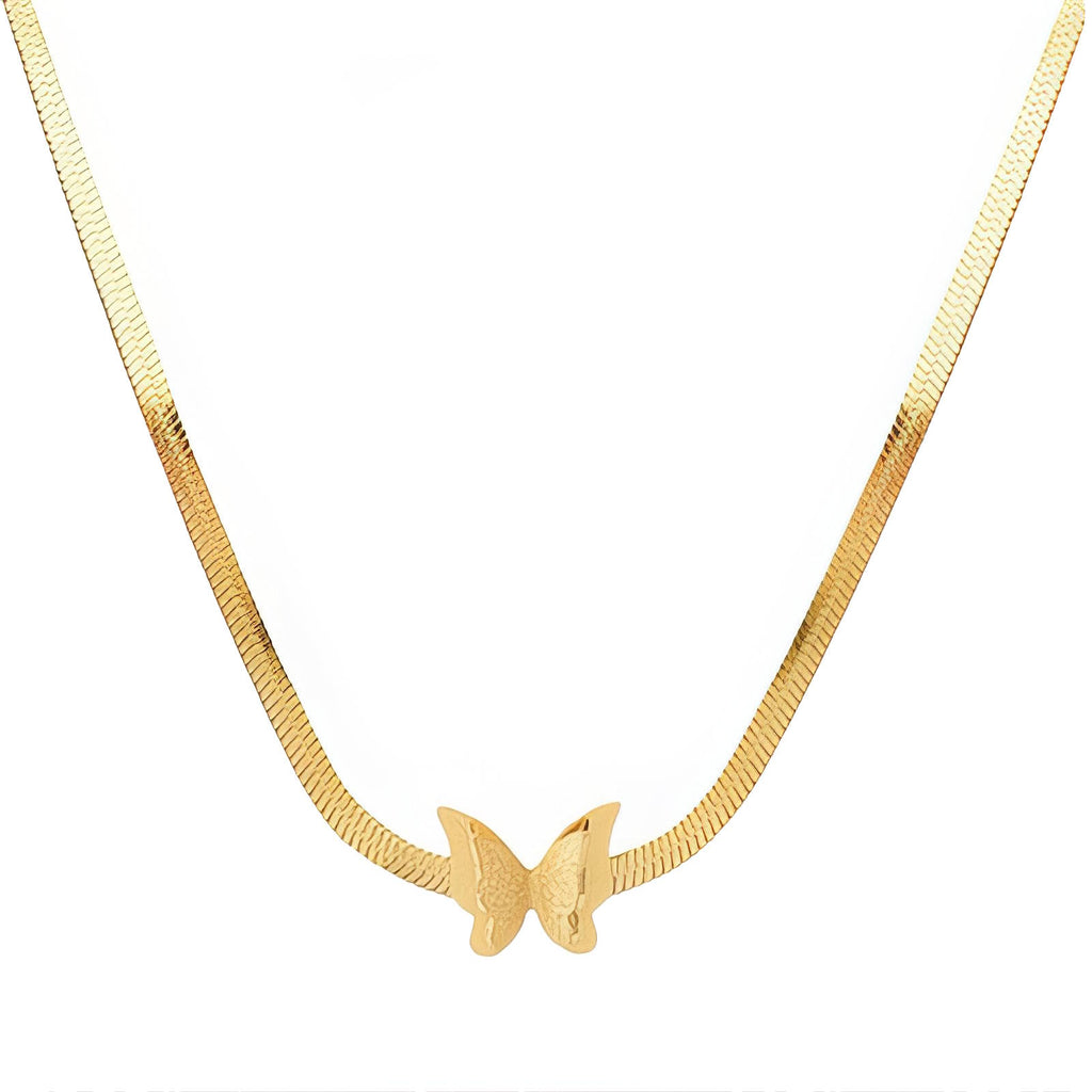 Butterfly Necklace, 18K Gold Plated Steel