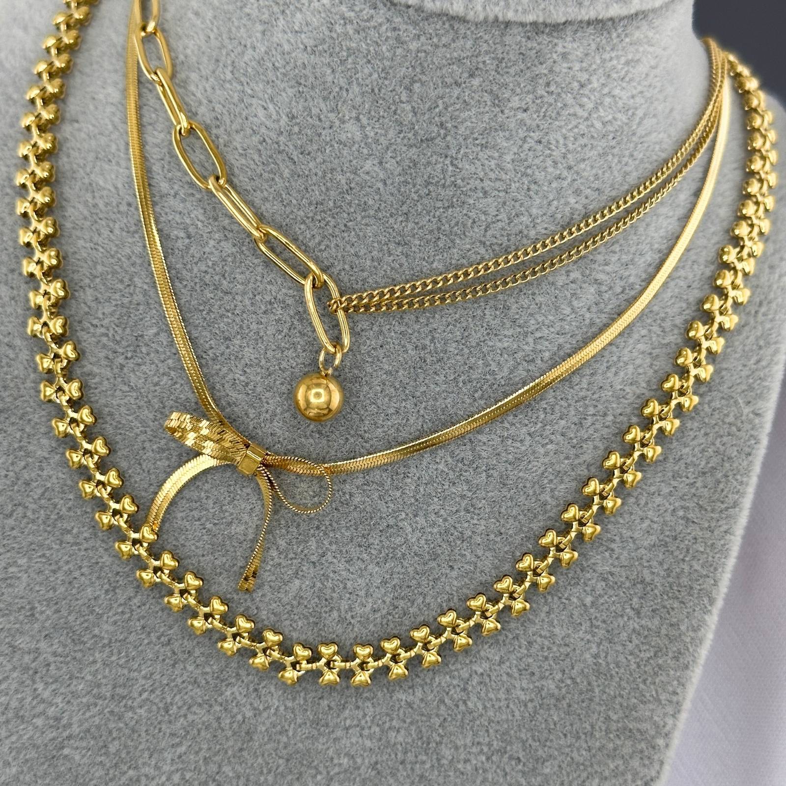 Necklace, 18K Gold Plated Steel